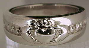 white gold claddagh eternity ring