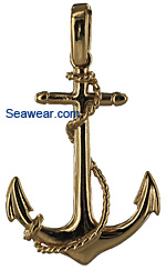 fouled Navy admiralty anchor in 14kt polished gold