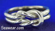 12 gauge Argentium Silver 935 square reef knot, lovers knot, sailor's love knot ring