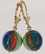 created opal leverback beach ball earrings