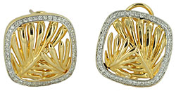 Hawaii palm frond earrings with diamonds