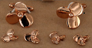 rose tone gold plated propeller cufflinks and studs set
