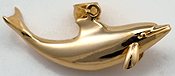 full round 3D 14kt dolphin necklace pendant