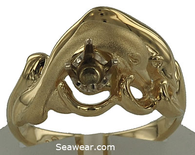 twin dolphins engagement ring