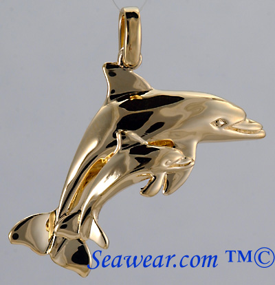 Motherchild Jewelry on Highly Polished Mother And Child Dolphin Necklace Pendant  Hand