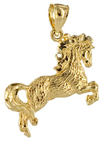 14kt gold Bashir Curly horse pendant