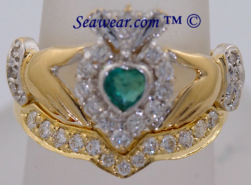 Claddagh ring and matching diamond band