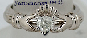 VS heart shapped diamond Claddagh engagement ring