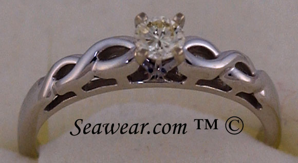 14k white gold Celtic engagement ring with 20ct VS diamond