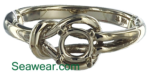 white gold Celtic love knot sailor square knot ring
