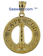 14kt gold Cape Cod MA lighthouse pendant