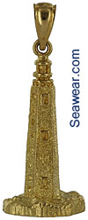 cape henlope lighthouse in 3D 14kt gold pendant or charm