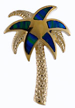 14k palm tree with opal fronds