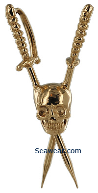 Double tap pirate skull 14kt gold