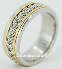 special 8mm two strand braid platinum and 18kt gold band