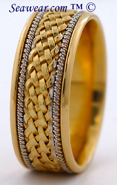 14kt gold hand braided wedding ring