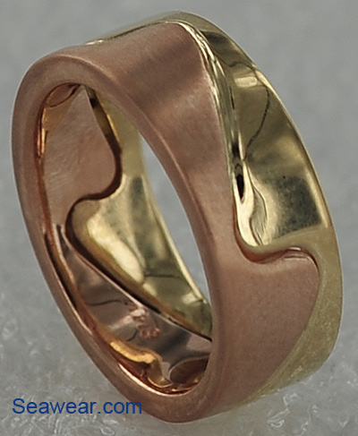 rose gold yellow gold wave ring
