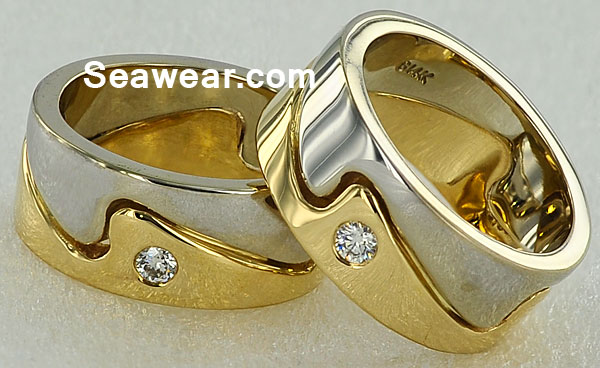 yellow and white gold wave ring