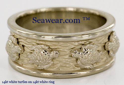 all white gold turtle ring