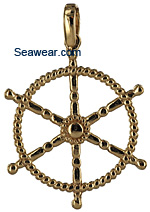14kt twisted line ships yacht wheel pendant