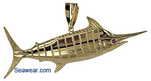 14k gold Peter Costello blue marlin jewelry pendant for necklace