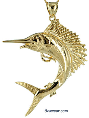 leaping twisting turning sailfish jewelry necklace pendant