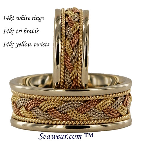 14kt white tri-gold turks head bands