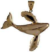 gold whale dancing pendant