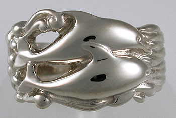 white gold double dolphins ring
