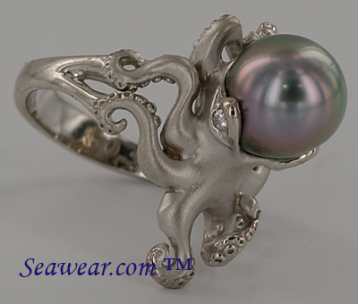 white gold octopus ring