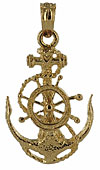 14kt fouled anchor necklace pendant