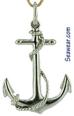 argentium silver fouled anchor necklace pendant charm