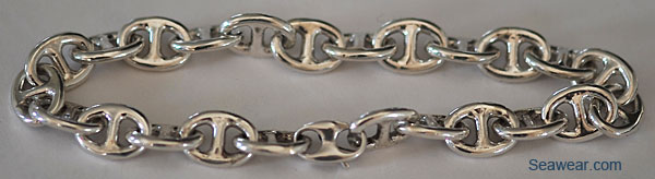 puffed anchor link bracelet in silver