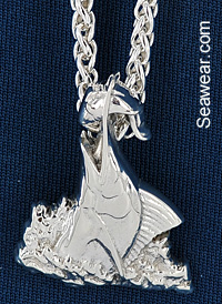marlin striking bait fish pendant