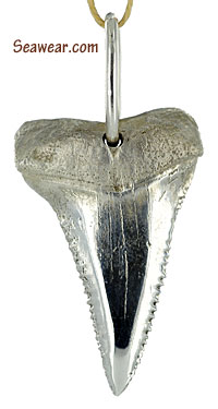 Argentium Silver 935 great white shark tooth jewelry pendant