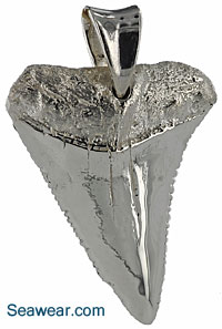 argentium silver great white shark tooth jewelry pendant
