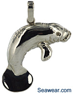 argentium silver manatee jewelry necklace  pendant