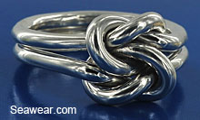 10 gauge argentium silver true lovers knot, double love knot, Celtic knot ring
