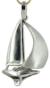 large argentium silver sailboat sloop pendant