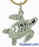 Argentium silver baby loggerhead sea turtle
