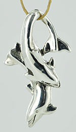 argentium 935 silver twin dolphin pendant