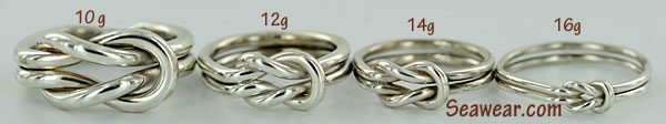 Argentium square knot ring 10-16 gauge