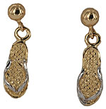 14k gold two tone ball drop flip flop sandlal earrings