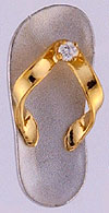 white flip flop with yellow diamond thong