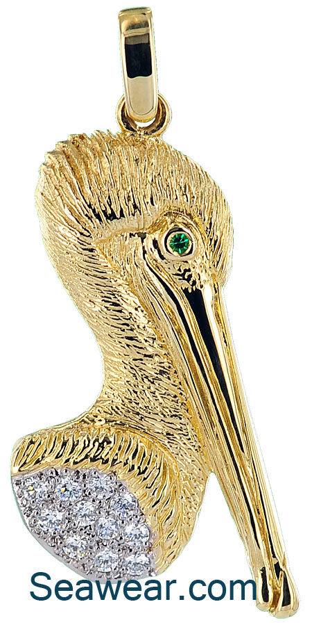 Details about   New Real Solid 14K Gold Pelican Charm Pendant 