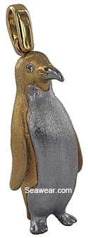 14kt two tone brushed penguin pendant