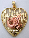 rose colored swan preening on gold heart