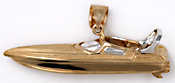 14kt two tone go fast cigarette boat pendant