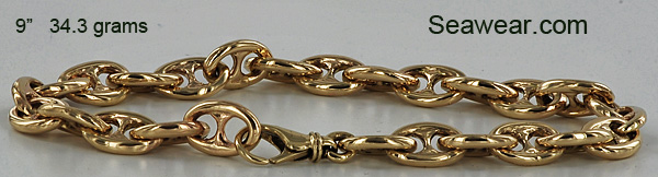 14kt polished European mariners anchor link bracelet