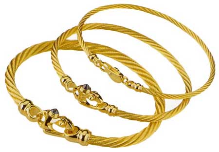 Cord and Cable Bracelets Gold, Diamond, Sapphire